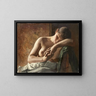 Study of a sleeping girl - Wilhelm Altheim — framed artwork on a wall