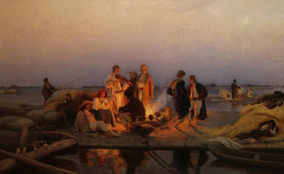Wilhelm August Stryowski - Rafters camp by the Vistula river.webp