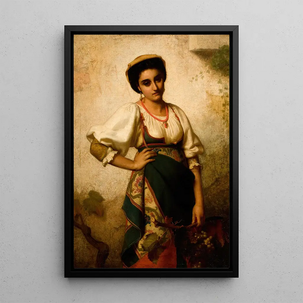 A Mediterranean beauty - Wilhelm Auguste Rudolf Lehmann — framed artwork on a wall