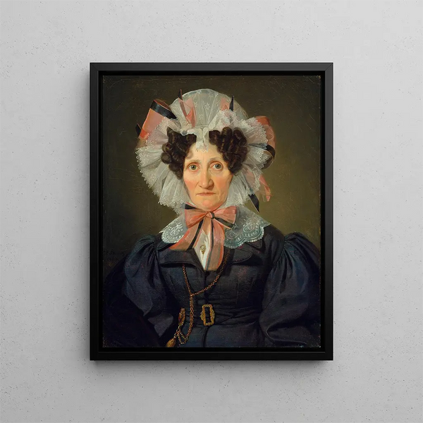 Portrait of an Elderly Woman - Wilhelm Bendz — framed artwork on a wall