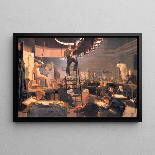 La Classe de vie à l'Académie royale des beaux-arts - Wilhelm Bendz — framed artwork on a wall