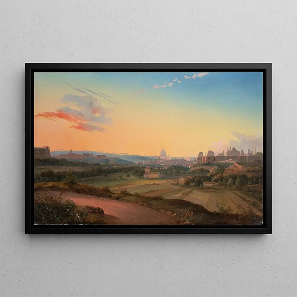 View of Rome in the evening light - Wilhelm Brücke — framed artwork on a wall