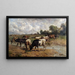 Herd of cattle at a water point in a vast landscape - Wilhelm Frey — framed artwork on a wall