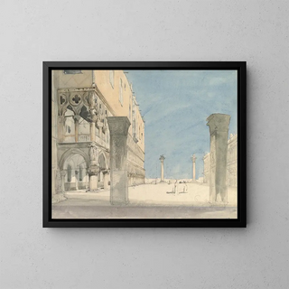 View of the Piazzetta of San Marco in Venice - Wilhelm Gail — framed artwork on a wall