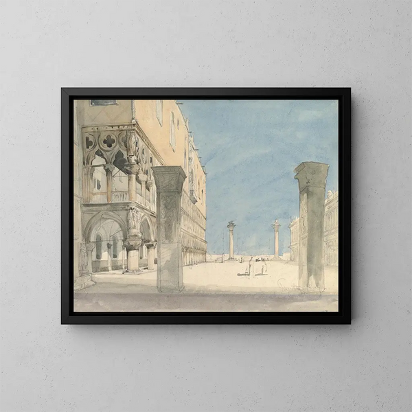 View of the Piazzetta of San Marco in Venice - Wilhelm Gail — framed artwork on a wall