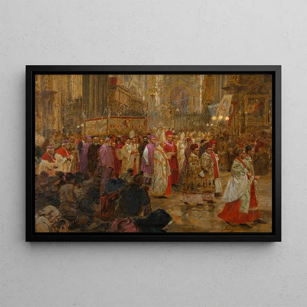 The 23rd International Eucharistic Congress in Vienna, procession in St. Stephen's Cathedral - Wilhelm Gause — framed artwork on a wall