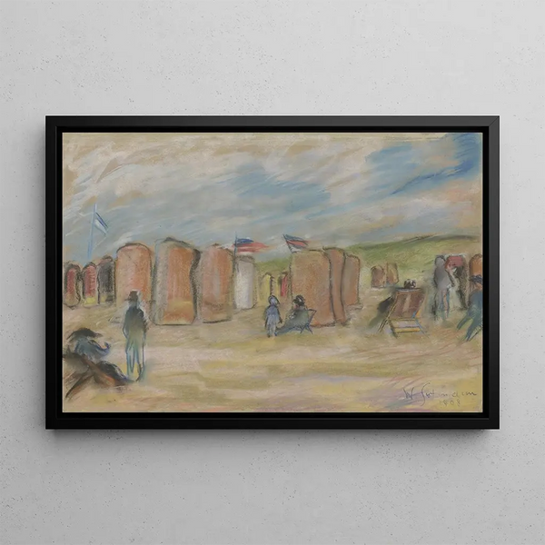 Beach Chairs Painting - Wilhelm Gutmann — framed artwork on a wall