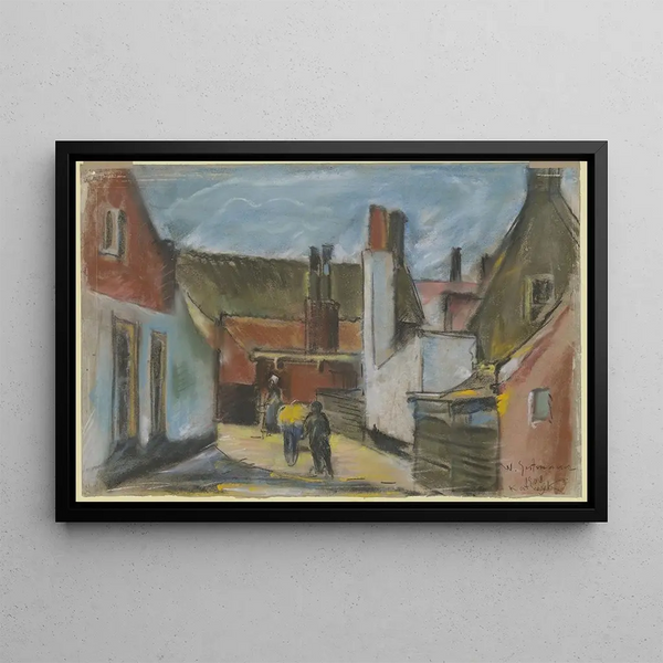Street of the Village with Cart - Wilhelm Gutmann — framed artwork on a wall