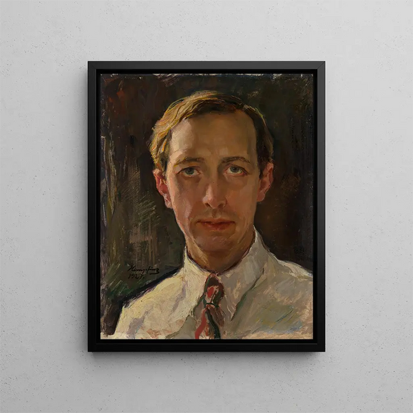 Self-portrait painting - Wilhelm Hempfing — framed artwork on a wall