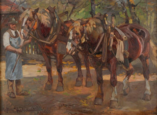 Horse-drawn carriage painting - Wilhelm Hähnel — artwork view