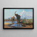Elephants at a watering hole - Wilhelm Kuhnert — framed artwork on a wall