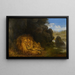 Two lions in a cave - Wilhelm Kuhnert — framed artwork on a wall