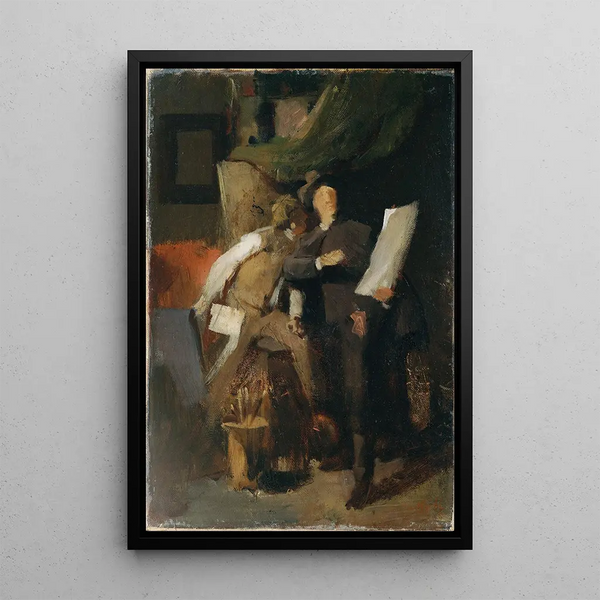 Les Critiques - Wilhelm Leibl — framed artwork on a wall