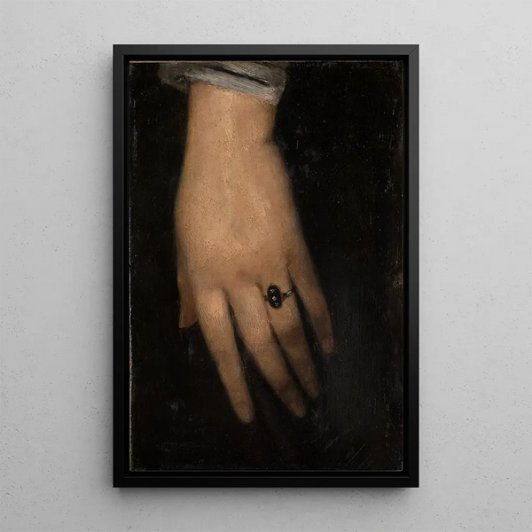 Main gauche painting - Wilhelm Leibl — framed artwork on a wall