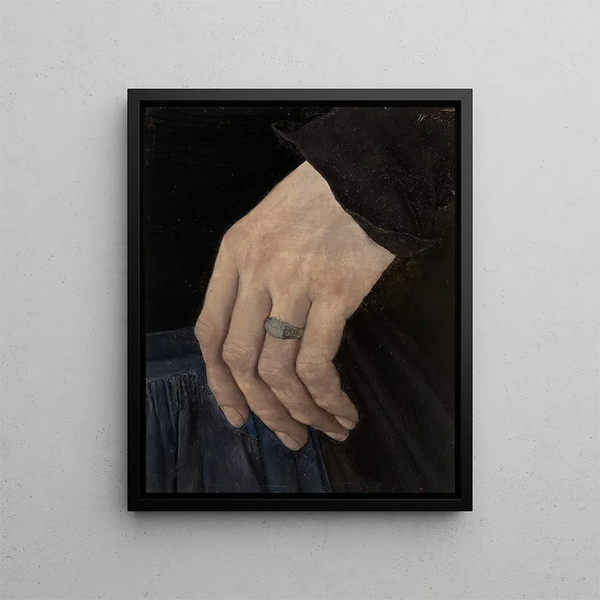 Main gauche de la fille à l'œillet - Wilhelm Leibl — framed artwork on a wall