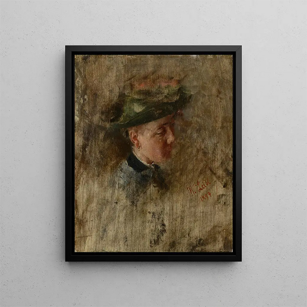 Head of Girl - Wilhelm Leibl — framed artwork on a wall