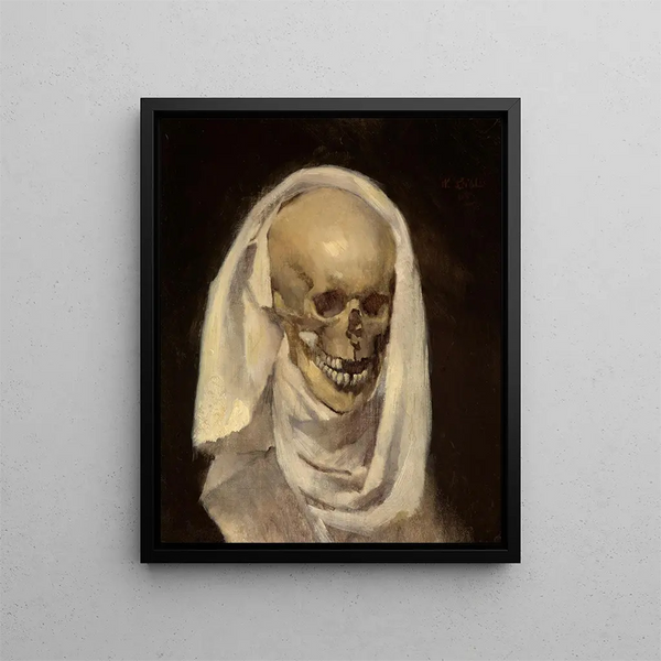 Skull with Shroud - Wilhelm Leibl — framed artwork on a wall