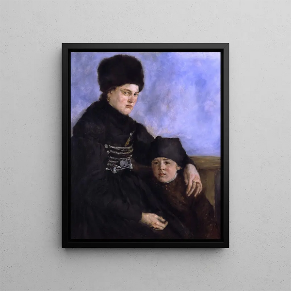 Woman and Child - Wilhelm Leibl — framed artwork on a wall