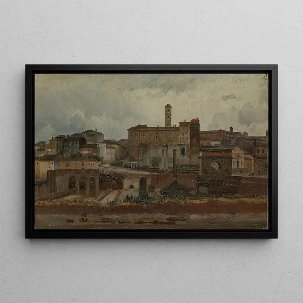 View of the Roman Forum - Wilhelm Ludwig Friedrich Riefstahl — framed artwork on a wall