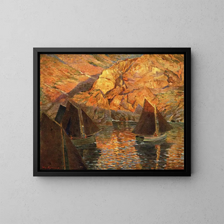 Sunset Painting in Brittany - Wilhelm Ludwig Lehmann — framed artwork on a wall