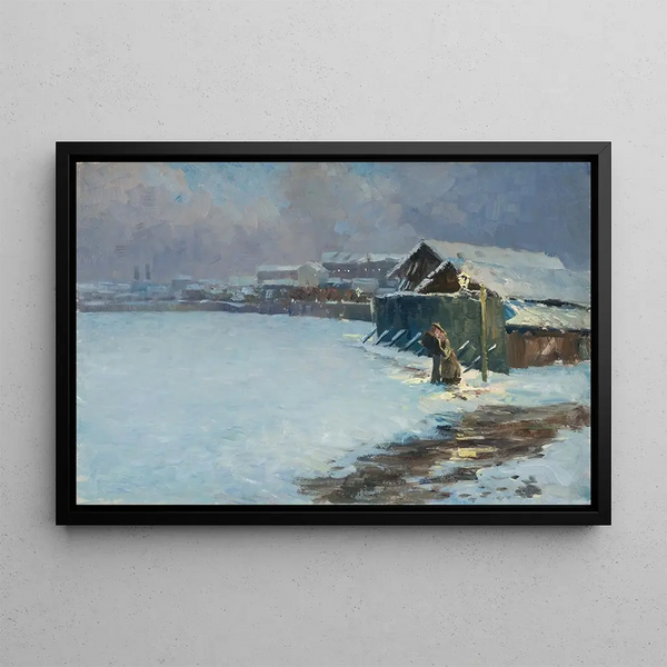 Winter Night in Munich - Wilhelm Ludwig Lehmann — framed artwork on a wall