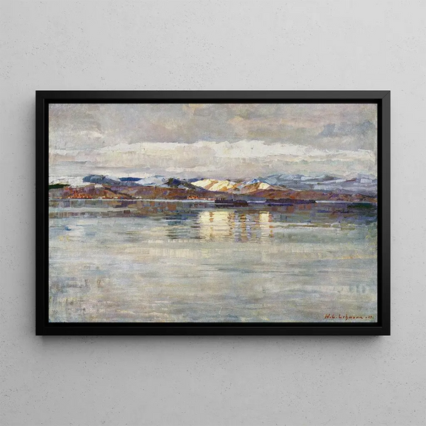 Winter ambiance at Lake Zurich - Wilhelm Ludwig Lehmann — framed artwork on a wall