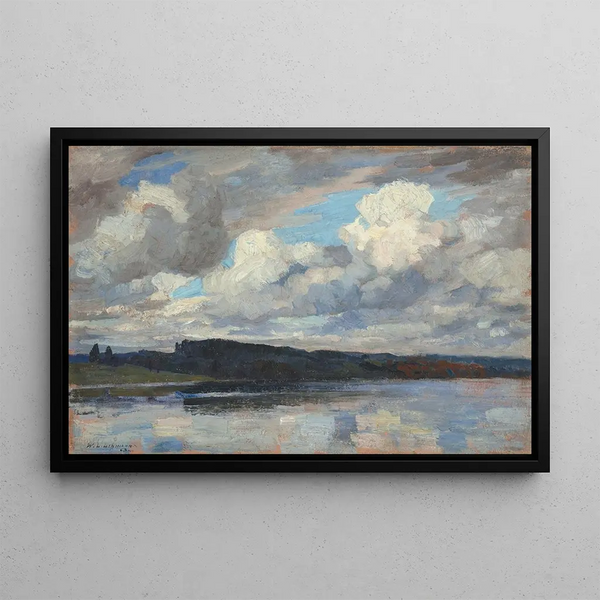Ambiance nuageuse au Chiemsee - Wilhelm Ludwig Lehmann — framed artwork on a wall