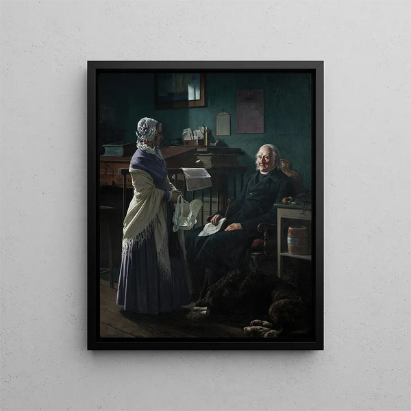 Double portrait painting of merchant Christopher Friedenreich Hage 1759-1849 and his wife Arnette née Just 1778-1866 - Wilhelm Marstrand — framed artwork on a wall