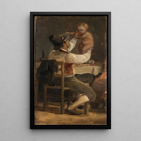 L'amour paternel - Wilhelm Marstrand — framed artwork on a wall