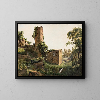 Landscape with Ruins - Wilhelm Marstrand — framed artwork on a wall