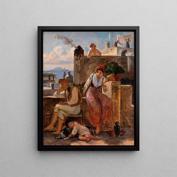 Study of the Neapolitan Lifestyle - Wilhelm Marstrand — framed artwork on a wall