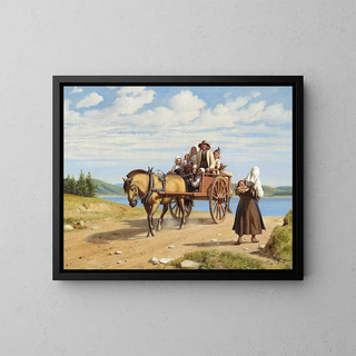 Parti de Leksand avec des dalécarliens en excursion dominicale en calèche - Wilhelm Marstrand — framed artwork on a wall