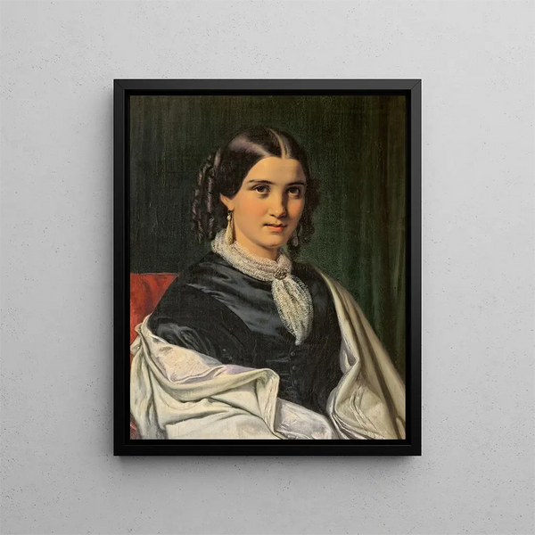 Portrait painting of Mrs. Vilhelmine Heise née Hage 1838-1912 - Wilhelm Marstrand — framed artwork on a wall