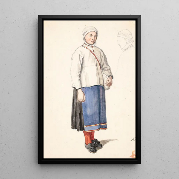 Young Swedish Peasant Girl Standing - Wilhelm Marstrand — framed artwork on a wall