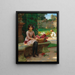 a girl with flowers sitting on a park bench - Wilhelm Menzler — framed artwork on a wall