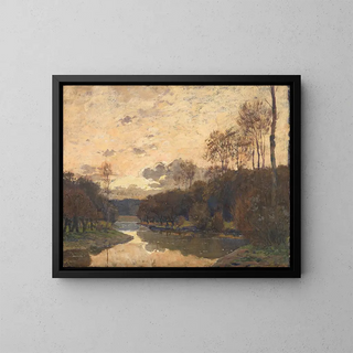 Spring Evening Landscape Painting - Wilhelm Nagel — framed artwork on a wall