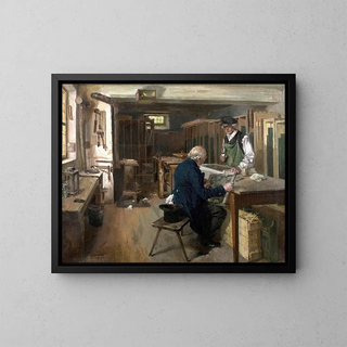 In the stained glass workshop - Wilhelm Rügge the Younger — framed artwork on a wall