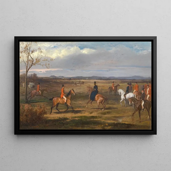 Hunting with hounds in Hungary - Wilhelm Richter — framed artwork on a wall