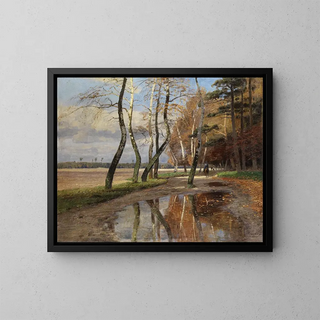 Cavaliers sous des arbres d'automne - Wilhelm Schroeter — framed artwork on a wall