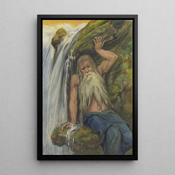 God River with a Waterfall - Wilhelm Sasnal — framed artwork on a wall
