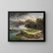 A vast river landscape on a rainy day - Wilhelm Steinfeld — framed artwork on a wall
