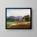 Landscape painting with stored wood - Wilhelm Steinfeld — framed artwork on a wall