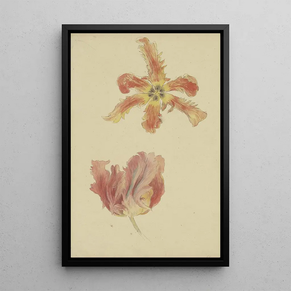 Tulips Parrot Painting - Wilhelm Steinhausen — framed artwork on a wall
