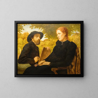 Self-portrait of the artist with his wife - Wilhelm Steinhausen — framed artwork on a wall
