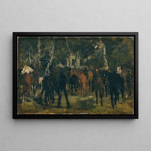 Cuirassiers démontés - Wilhelm Trübner — framed artwork on a wall