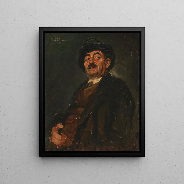 Camille lachend - Wilhelm Trübner — framed artwork on a wall