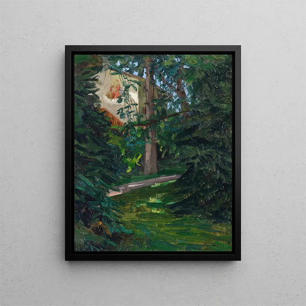 House with Madonna - Wilhelm Trübner — framed artwork on a wall