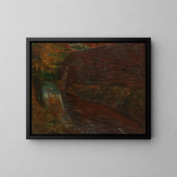 Wall of park in Amorbach - Wilhelm Trübner — framed artwork on a wall