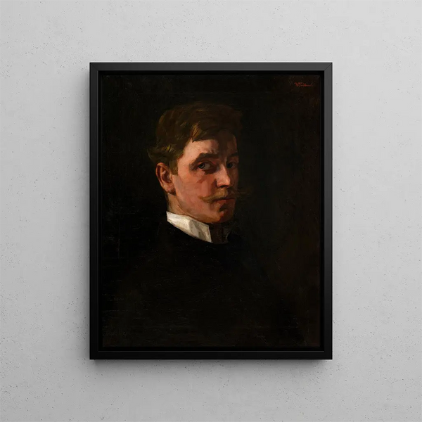 Self-portrait painting - Wilhelm Trübner — framed artwork on a wall