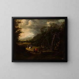 Landscape Painting with Riders - Wilhelm von Bemmel — framed artwork on a wall